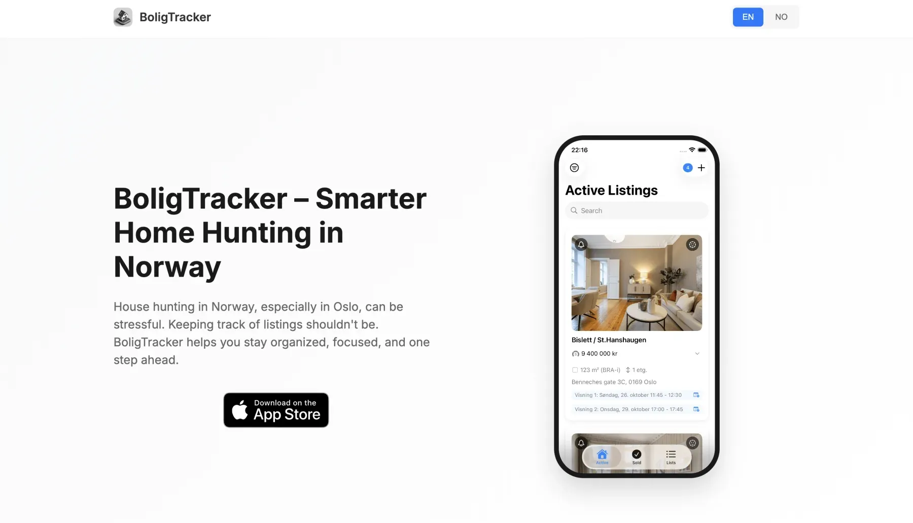 Skjermbilde av BoligTracker fra App Store
